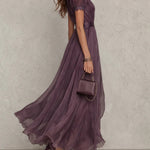 Fionnuala Long Dress in Opulent Fabric - Charlotte & Willow, side view