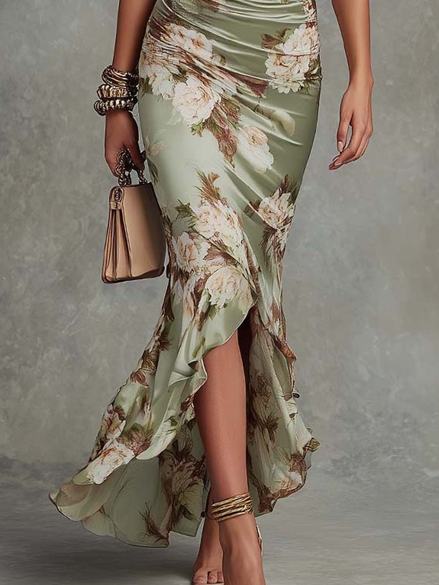 Ailbhe Green Asymmetrical Dress - Charlotte & Willow, front view