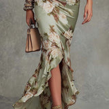 Ailbhe Green Asymmetrical Dress - Charlotte & Willow, front view