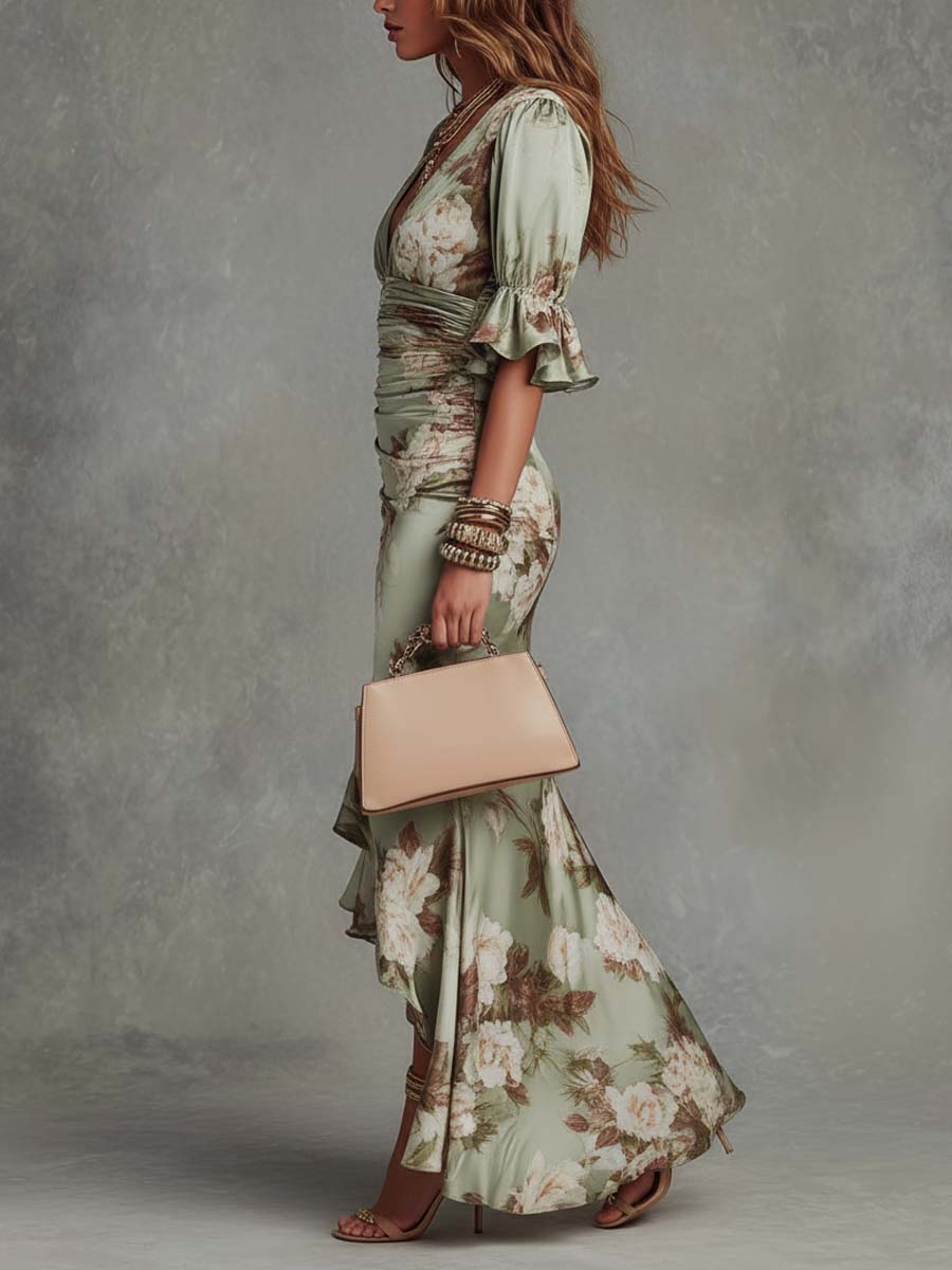 Ailbhe Green Asymmetrical Dress - Charlotte & Willow, detail