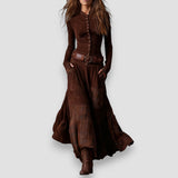 Stella | Checked Suede Maxi Dress