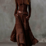 Stella | Checked Suede Maxi Dress