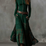 Stella | Checked Suede Maxi Dress