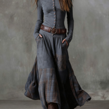 Stella | Checked Suede Maxi Dress