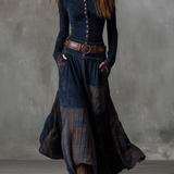 Stella | Checked Suede Maxi Dress