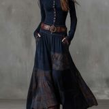 Stella | Checked Suede Maxi Dress