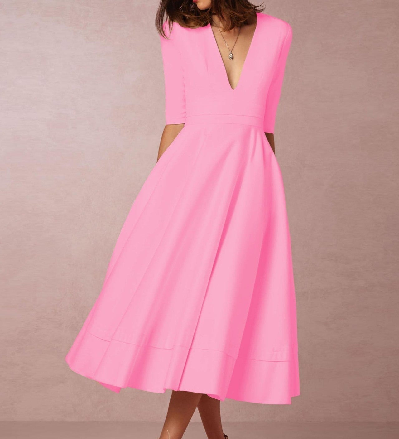 Eileen - Chic Midi Dress - Charlotte & Willow, front