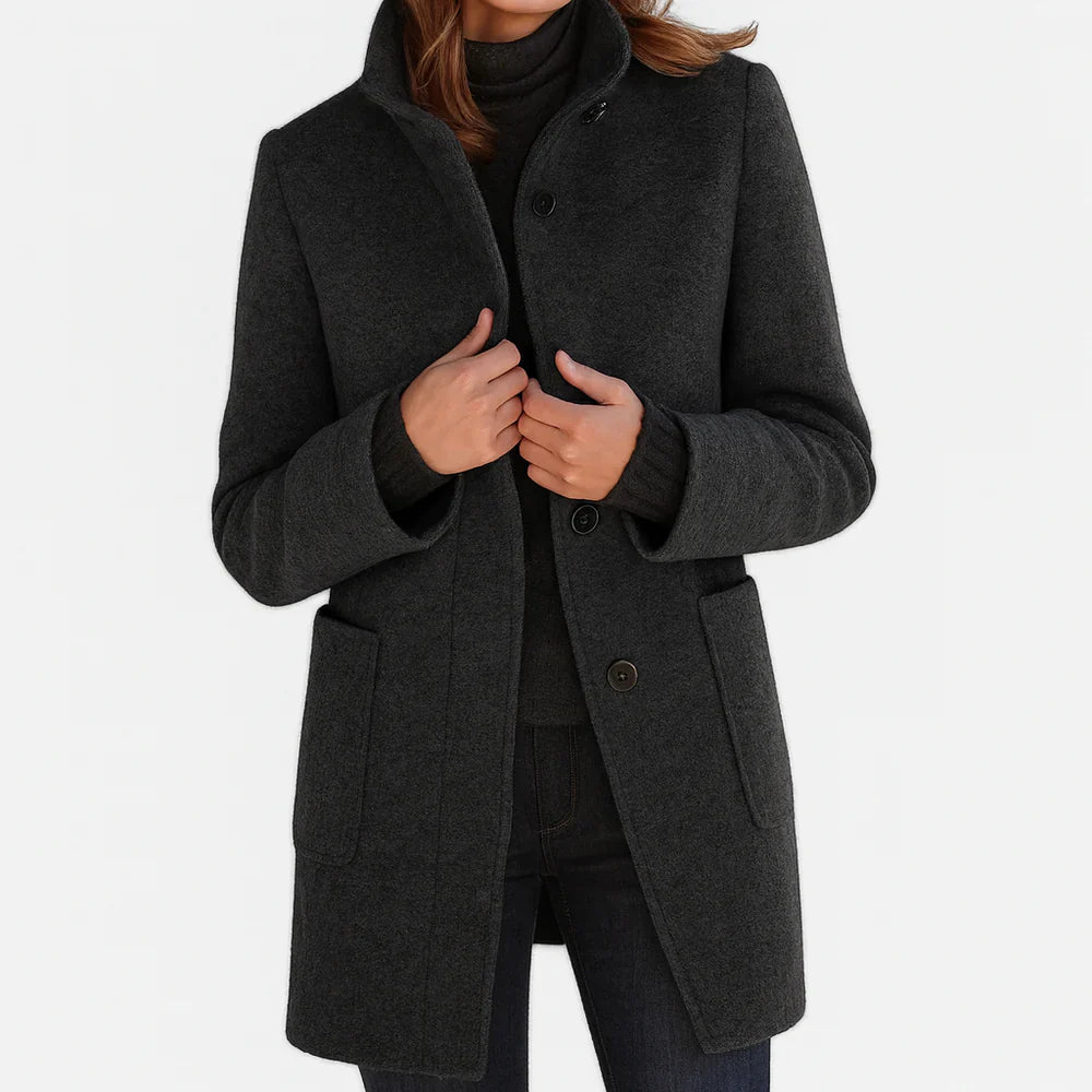 Arvey - Elegant mid-length wool coat with high collar