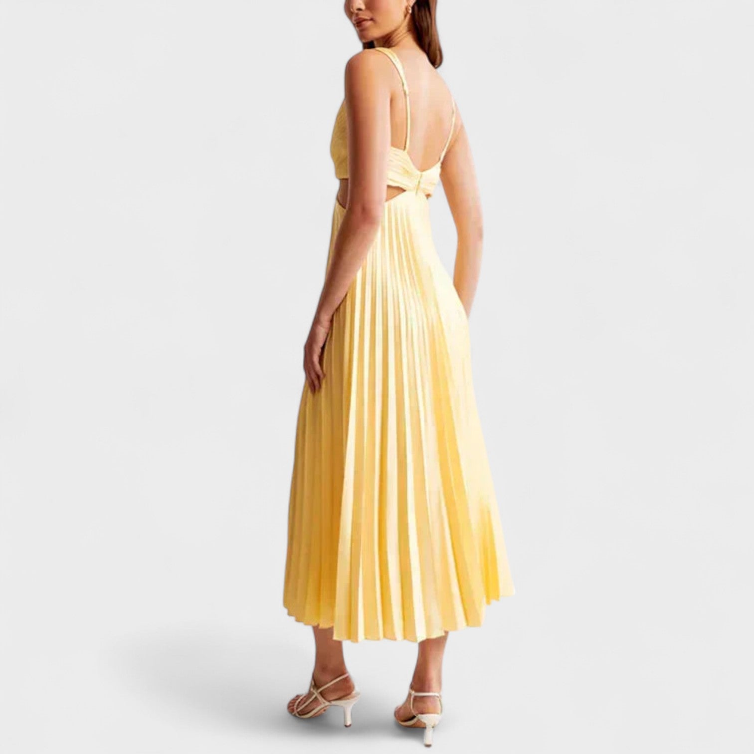 Maureen - Midi Dress with Pleated Design - Charlotte & Willow, front