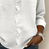 Eleanora | Blouse with Ruffles, V-Neck and Long Sleeves
