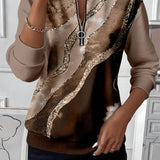 Mariaa | Half-Zip Top with Vintage Print