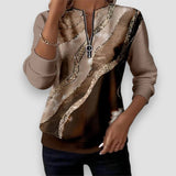 Mariaa | Half-Zip Top with Vintage Print