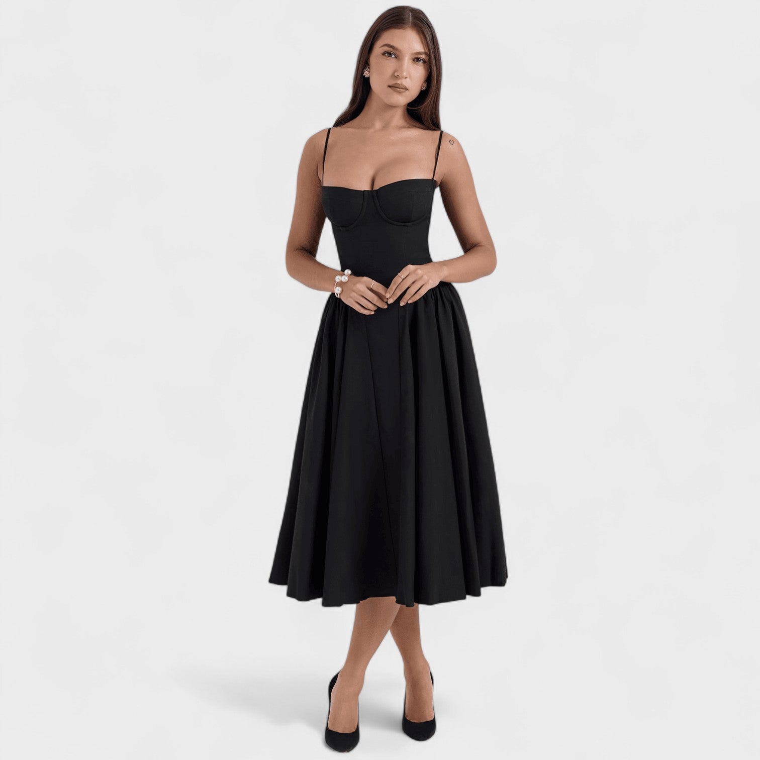 Emer - Midi Length Corset Dress - Charlotte & Willow, styled look