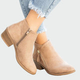 Sarah - Camel Ankle Boots with Heeled Design