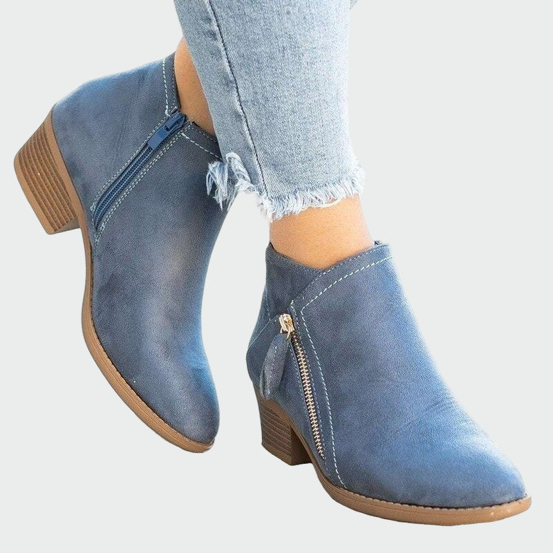 Eile - Camel Ankle Boots with Heeled Design - Charlotte & Willow, front