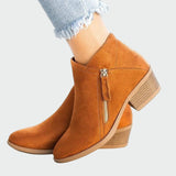 Sarah - Camel Ankle Boots with Heeled Design
