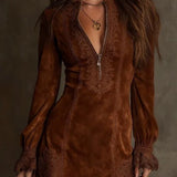 Gwenn | Suede Mini Dress with Lace
