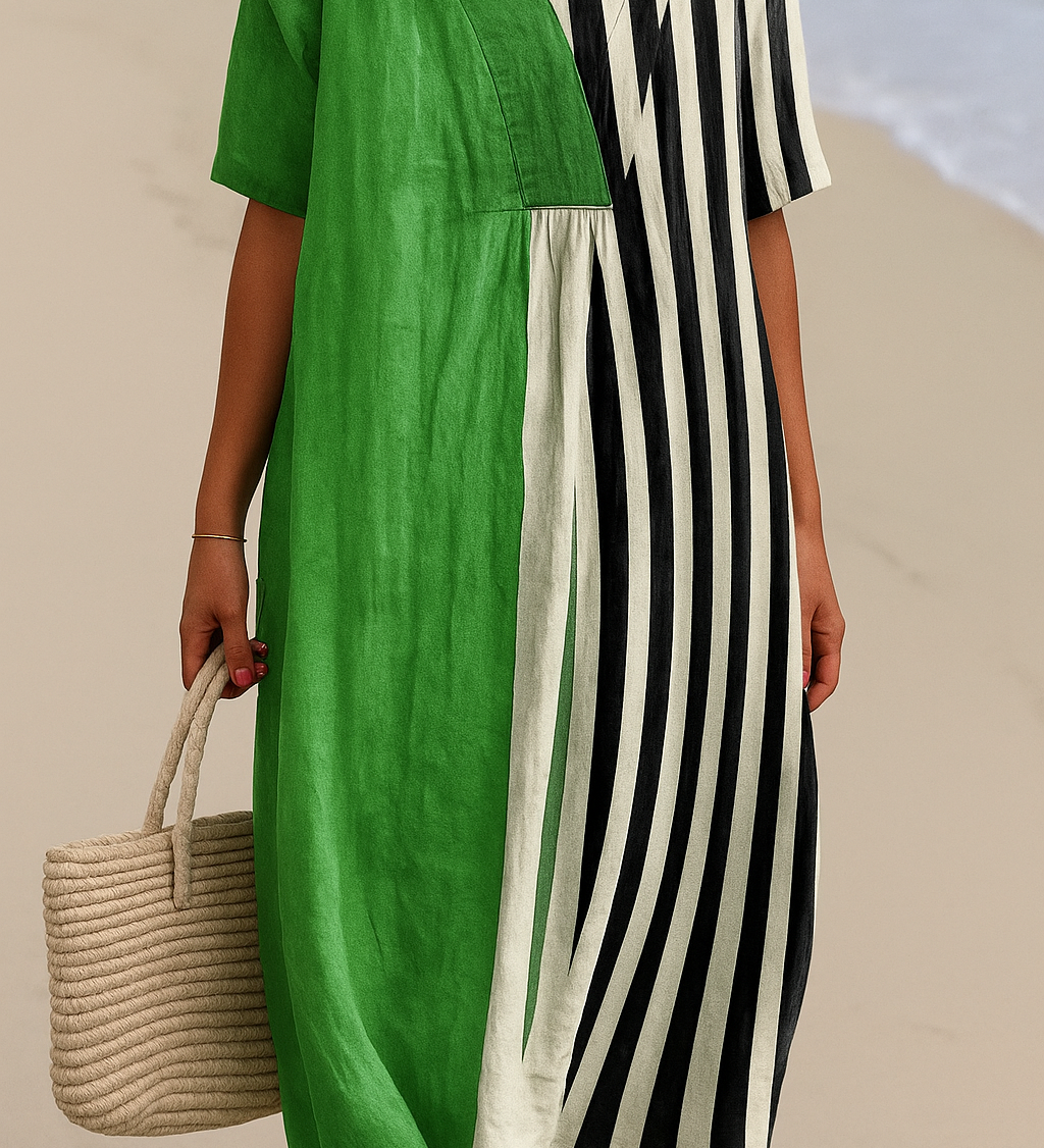 Cara Óg - Chic Striped Dress - Charlotte & Willow, front