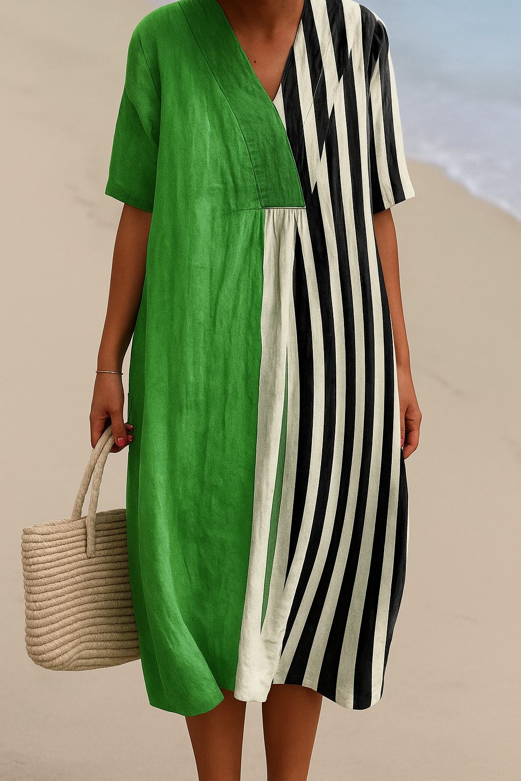 Cara Óg - Chic Striped Dress - Charlotte & Willow, front