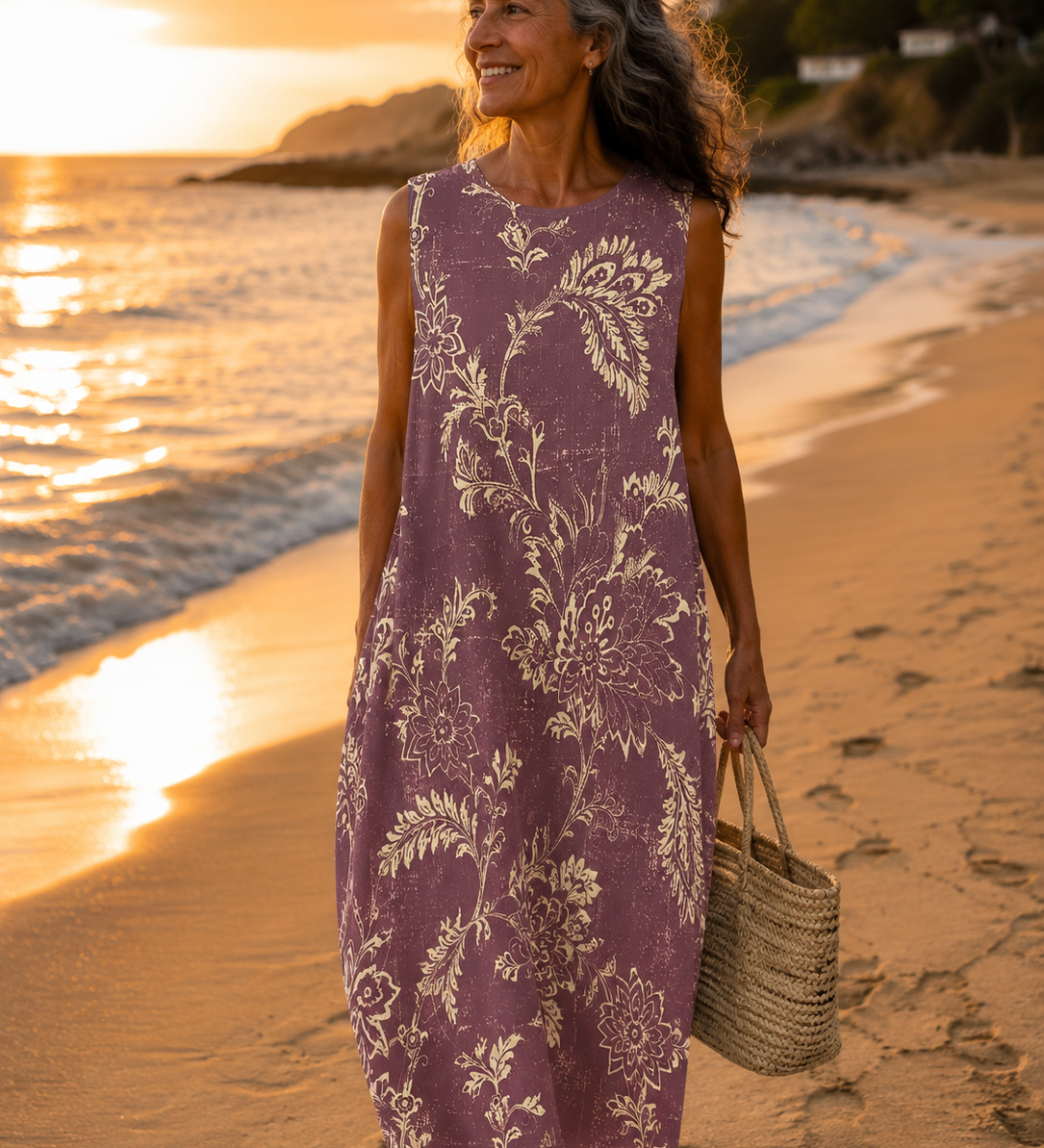 Dolores Floral Boho Midi Dress - Charlotte & Willow, front view