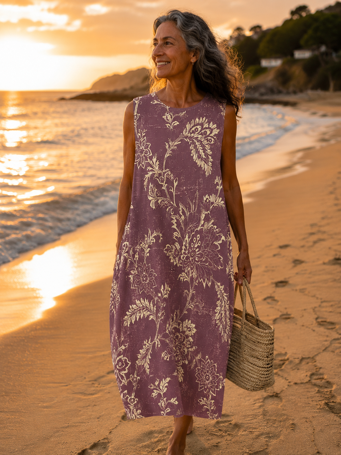 Dolores Floral Boho Midi Dress - Charlotte & Willow, front view