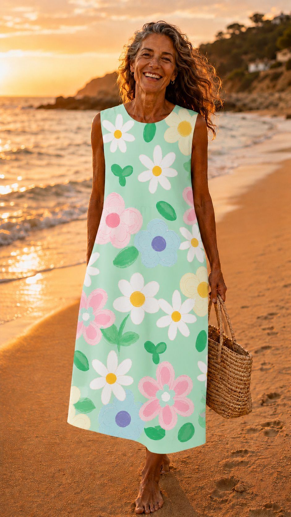 Eileen Spring Green Dress - Charlotte & Willow, front view