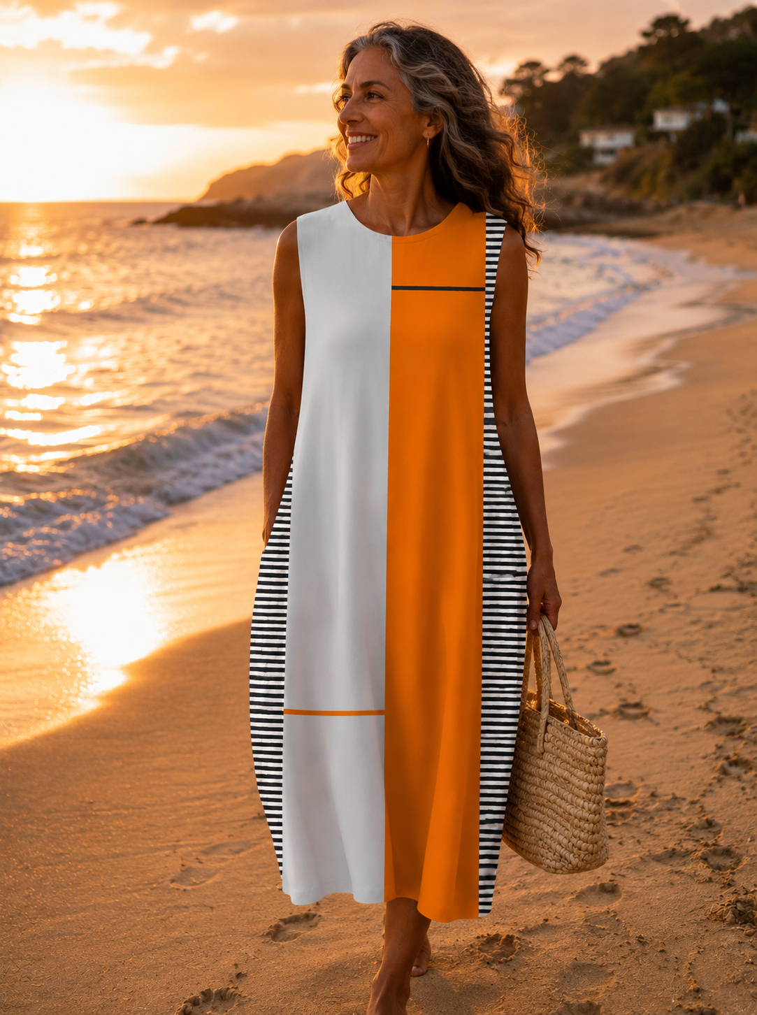 Kitty Colour Block Midi Dress - Charlotte & Willow, front view
