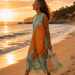 Noreen Oceanic Boho Midi Dress - Charlotte & Willow, front view