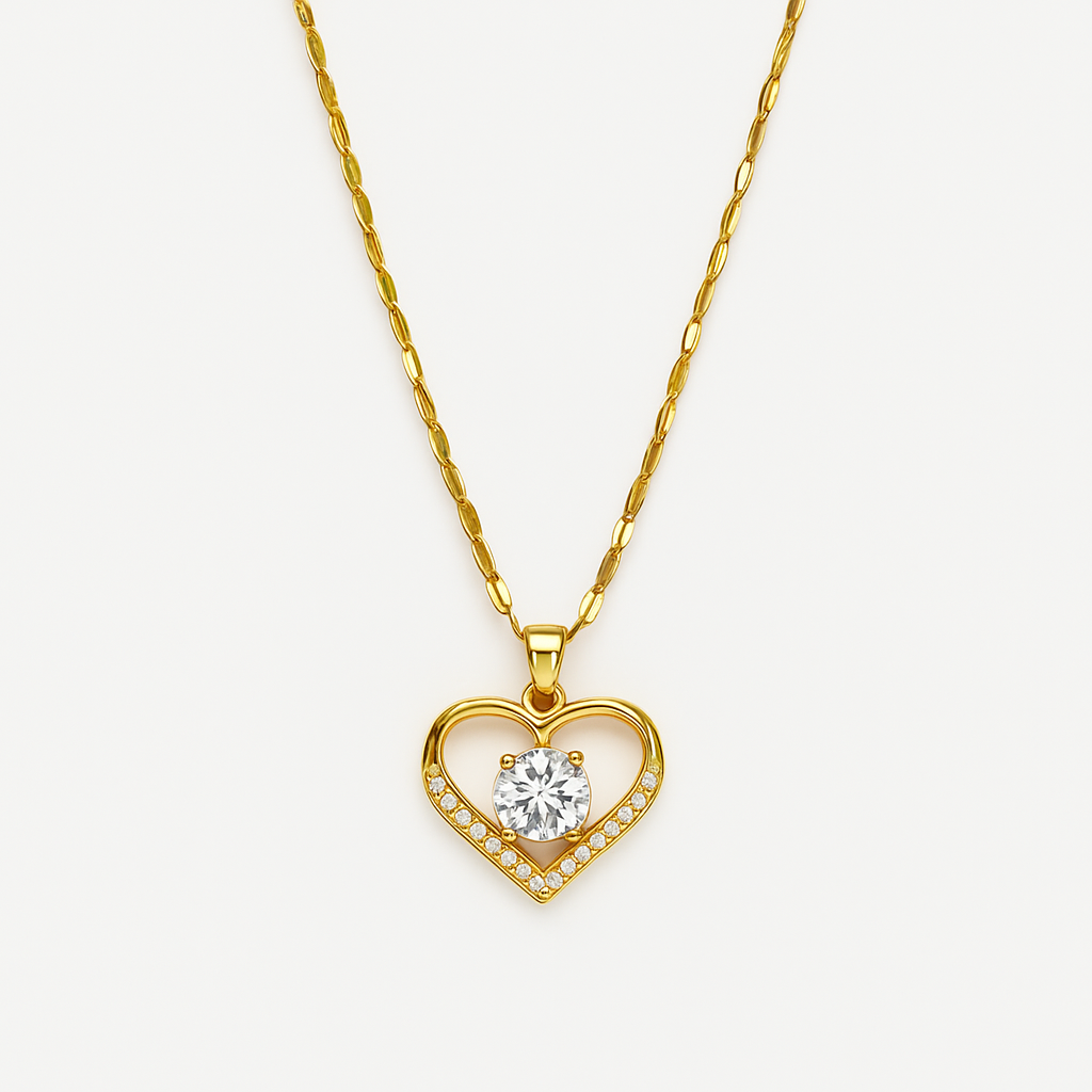 Saoirse - Gold Heart Necklace - Charlotte & Willow, styled look