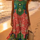 Veronica Bohemian Midi Dress - Charlotte & Willow, front view
