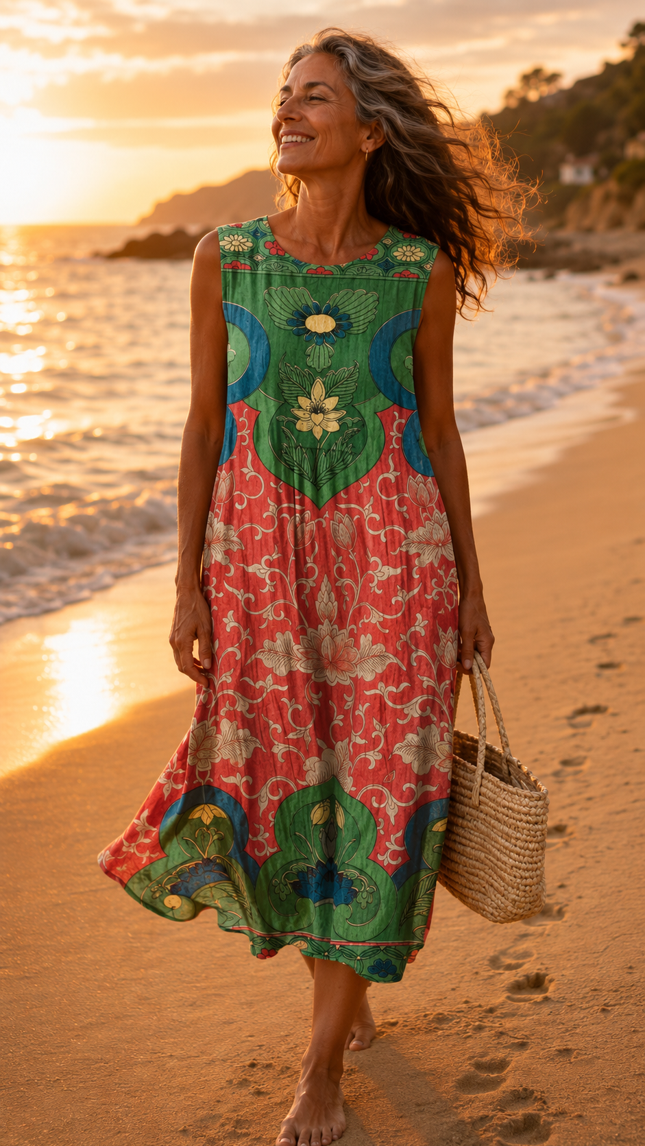 Veronica Bohemian Midi Dress - Charlotte & Willow, front view