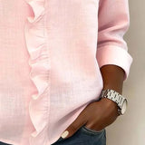 Eleanora | Blouse with Ruffles, V-Neck and Long Sleeves