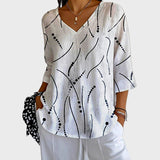 Anaïs - Elegant White Abstract Blouse