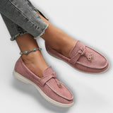 Inès - Beige Lace Slip-On Moccasins