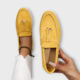 Inès - Beige Lace Slip-On Moccasins