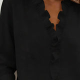 Eleanora | Blouse with Ruffles, V-Neck and Long Sleeves