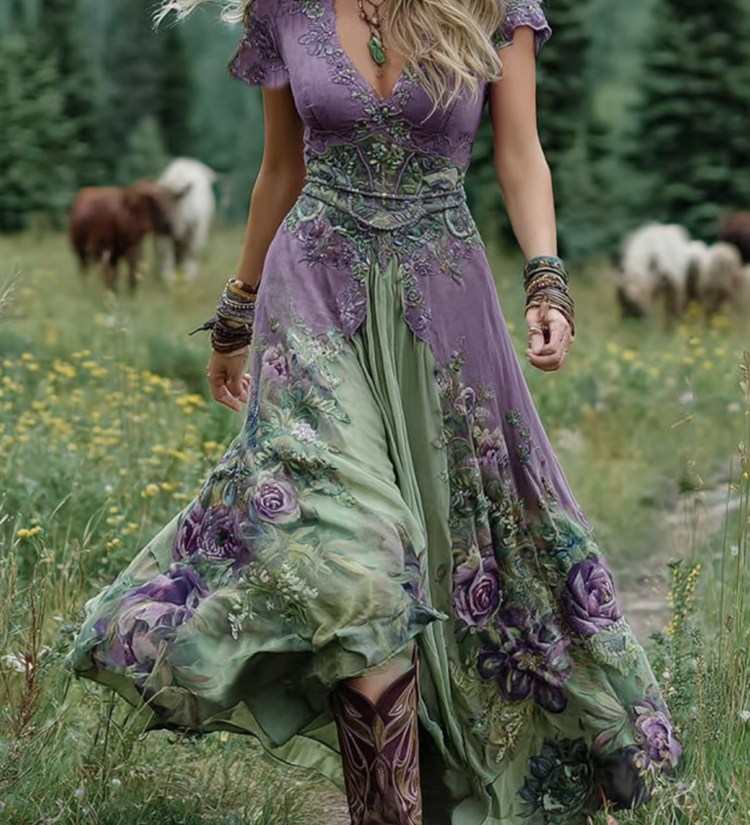 Maeve - Elegant Floral Maxi Dress - Charlotte & Willow, front