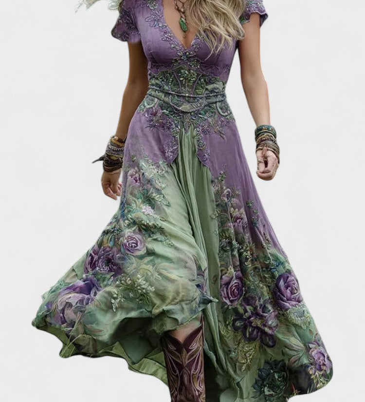 Doirinn - Elegant Floral Maxi Dress - Charlotte & Willow