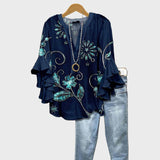 Élodie - Floral Turquoise Blouse