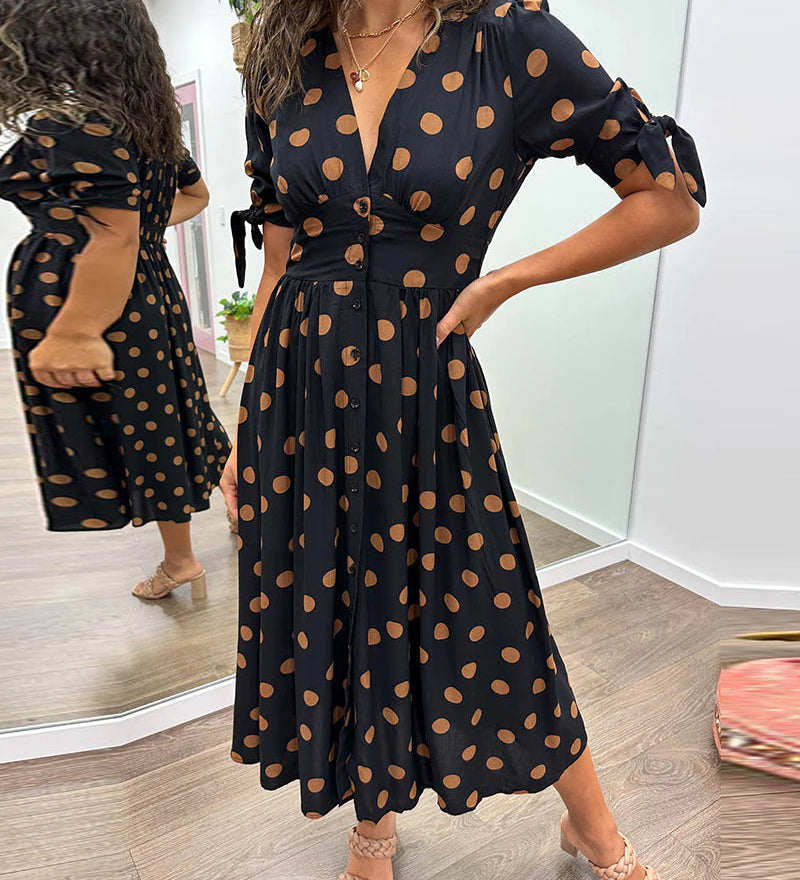 Éabha - Chic Polka Dot Dress - Charlotte & Willow, front