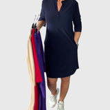 Clara | Solid V-Neck Dress
