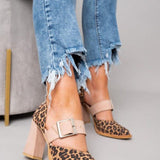 Margaux - Suede Leopard Print Sandals