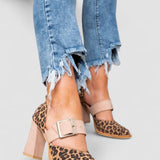 Margaux - Suede Leopard Print Sandals