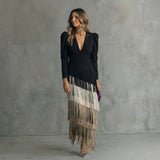 Lucie - Elegant Long Fringe Dress