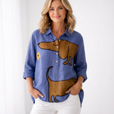 Kenzie - Soft-Touch Dog-Print Top