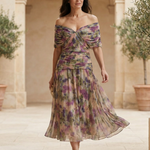 Caoimhe Pleated V Neck Maxi Dress - Charlotte & Willow, front view