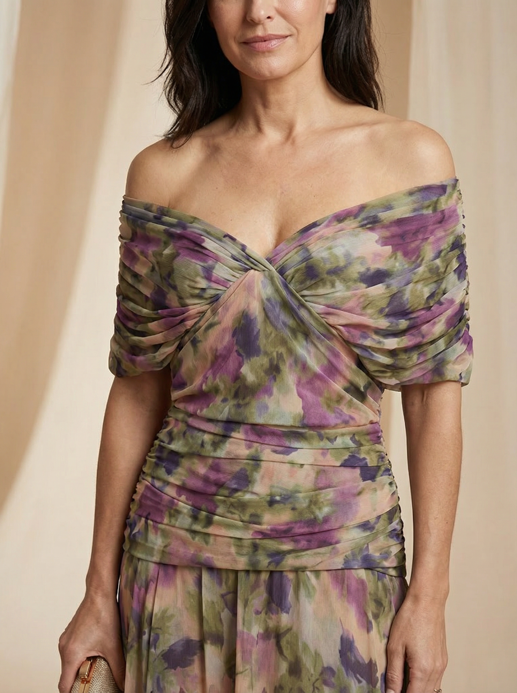 Caoimhe Pleated V Neck Maxi Dress - Charlotte & Willow, side view