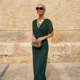 Caoimhe - Pleated V-Neck Maxi Dress