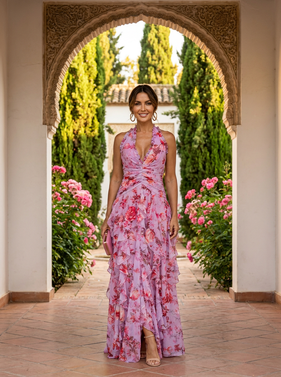 Orlaith Halter Neck Long Dress - Charlotte & Willow
