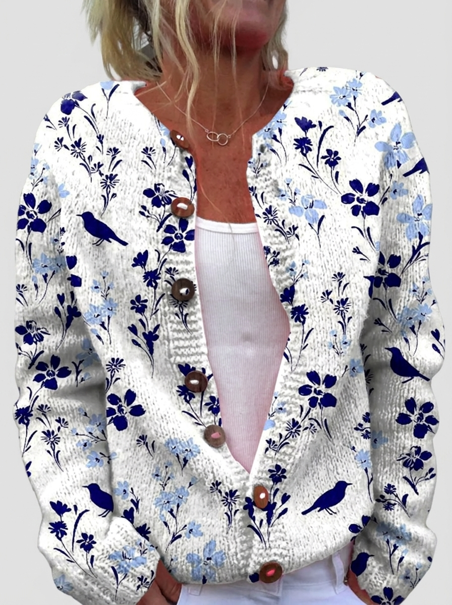 Imelda Floral and Bird Patterned Cardigan - Charlotte & Willow